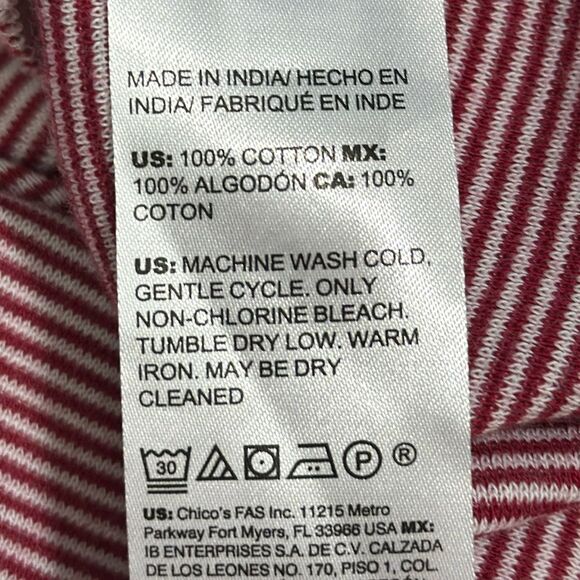 Chico's Tee Size 1 (8) Ultimate Tee Short Sleeve Cotton Striped - Picture 10 of 12